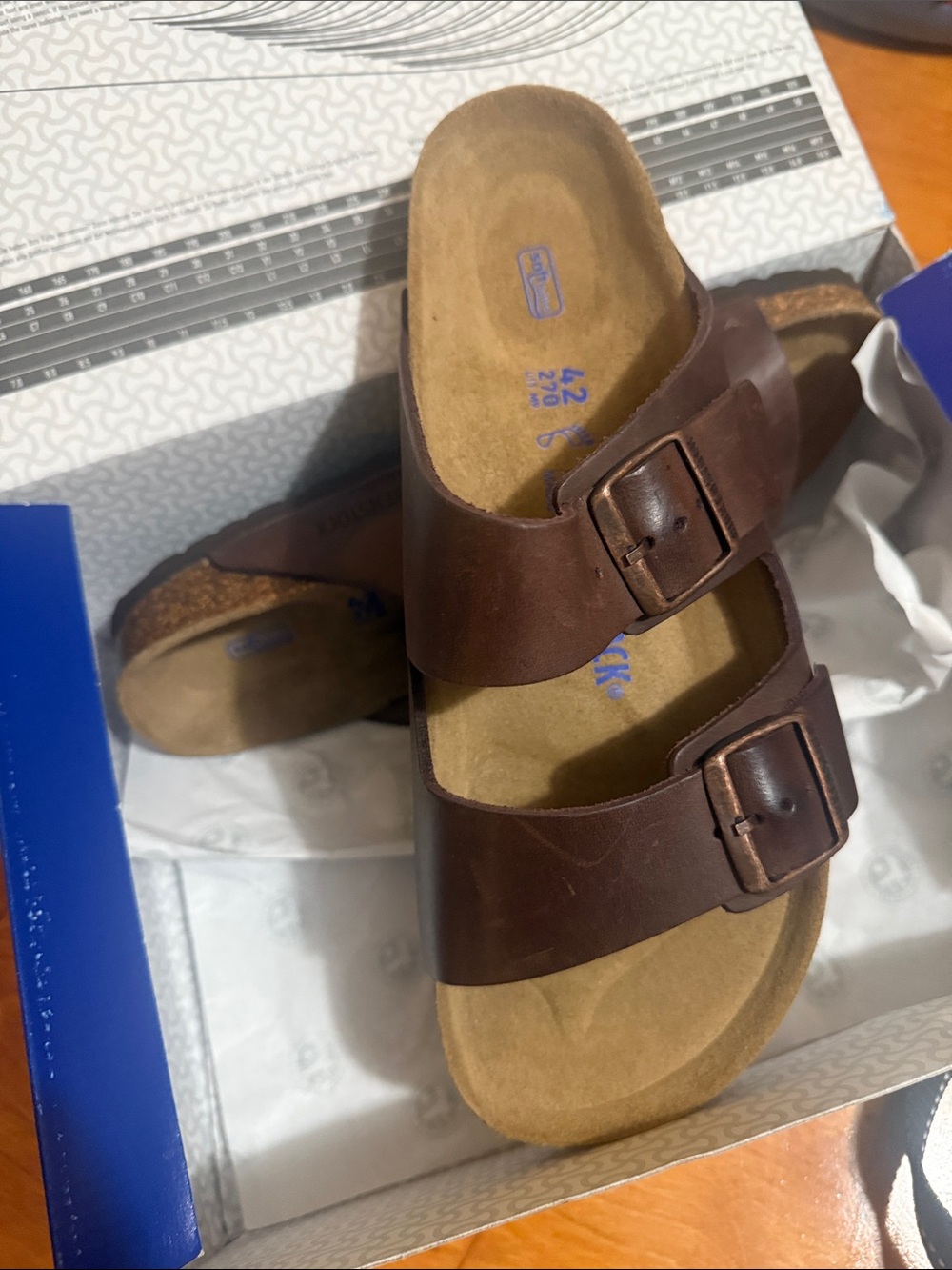 Birkenstock Brown Double Buckle Slide Sandals